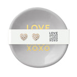 "Love Amore Ti amo Amour XOXO Ceramic Dish & Earring Set