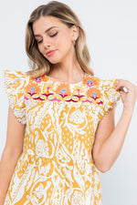 Embroidery Detail Cap Sleeve Top
