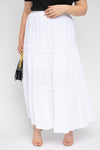 Elastic Waist Tiered Hem Maxi Skirt (Plus Size)