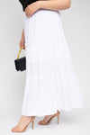 Elastic Waist Tiered Hem Maxi Skirt (Plus Size)