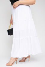 Elastic Waist Tiered Hem Maxi Skirt (Plus Size)