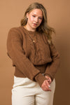 Cable Knit Blouson Sweater (Plus Size)