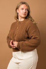 Cable Knit Blouson Sweater (Plus Size)