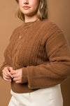 Cable Knit Blouson Sweater (Plus Size)
