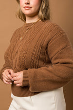 Cable Knit Blouson Sweater (Plus Size)