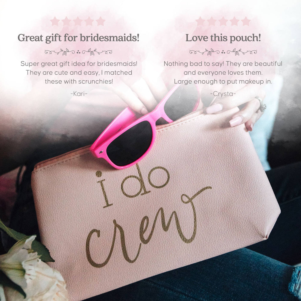 "I Do Crew" Makeup Bag (Blush Pink Faux Leather)