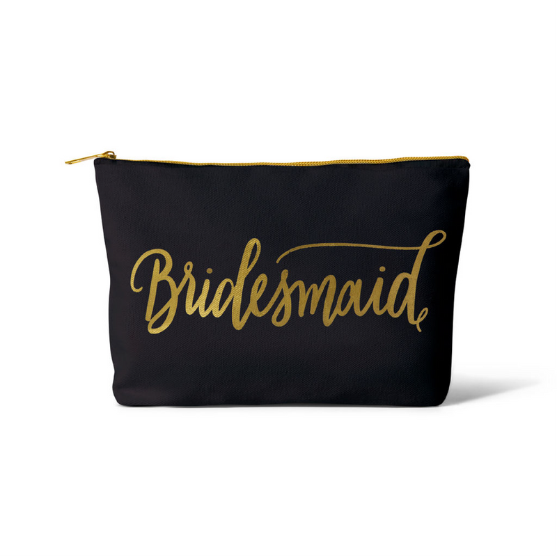 "Bridesmaid" Makeup Bag (Black Canvas)