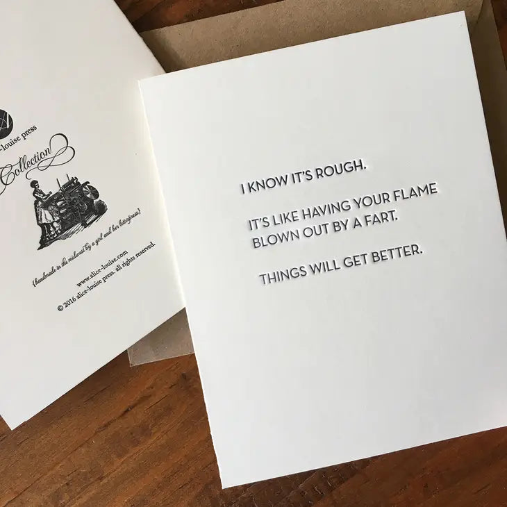 "It's Like Having Your Flame Blown Out By a Fart" Empathy Card