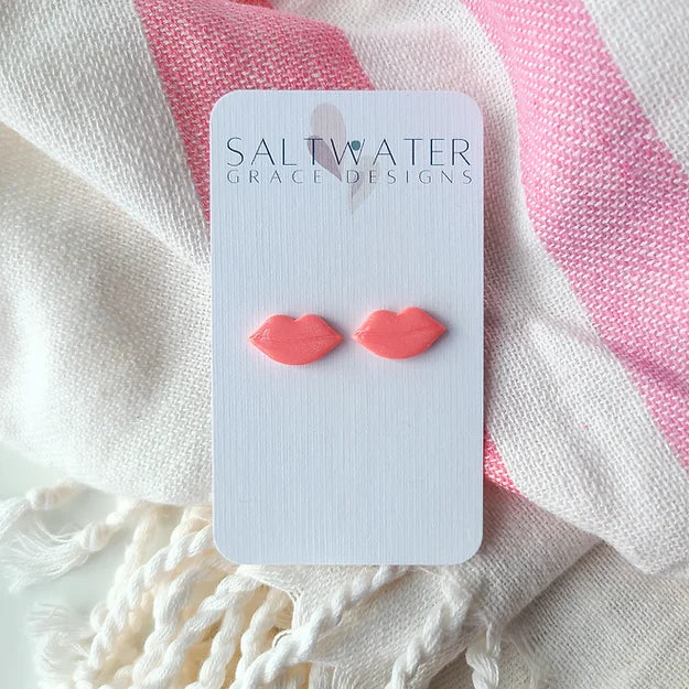 Saltwater Grace Designs || Luscious Lips Stud Earrings (Pink)