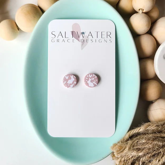 Saltwater Grace Designs || Bunny Print Mini Studs
