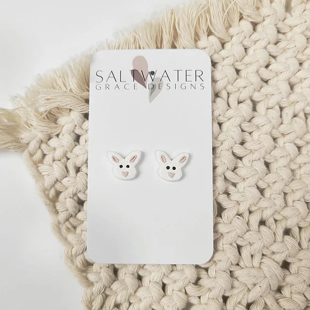 Saltwater Grace Designs || Bunny Studs (White)