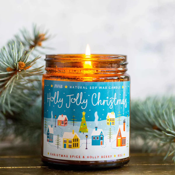 "Holly Jolly Christmas" 8oz Soy Candle (Christmas Spice & Holly Berry)