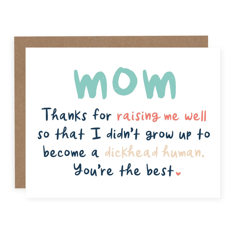 "Mom,Thanks For Raising Me So I Didn't Grow Up A DickHead Human" Mother's Day Card