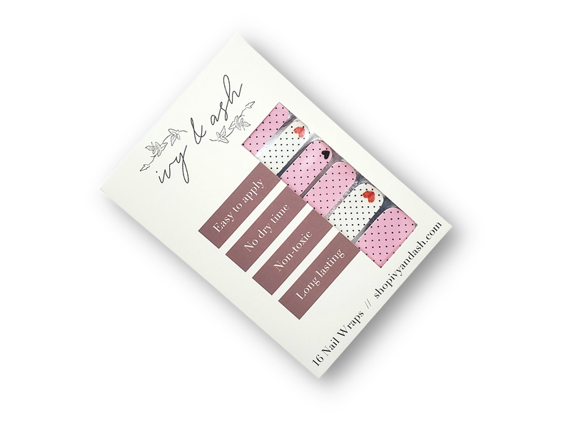 "Polkadot Love" Pink White Heart Nail Wrap