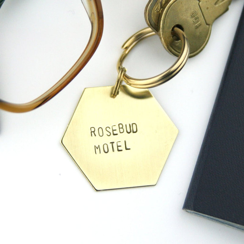 "Rosebud Motel" Stamped Keychain