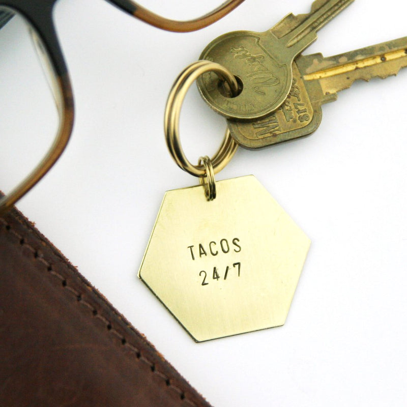 "Tacos 24/7" Stamped Keychain
