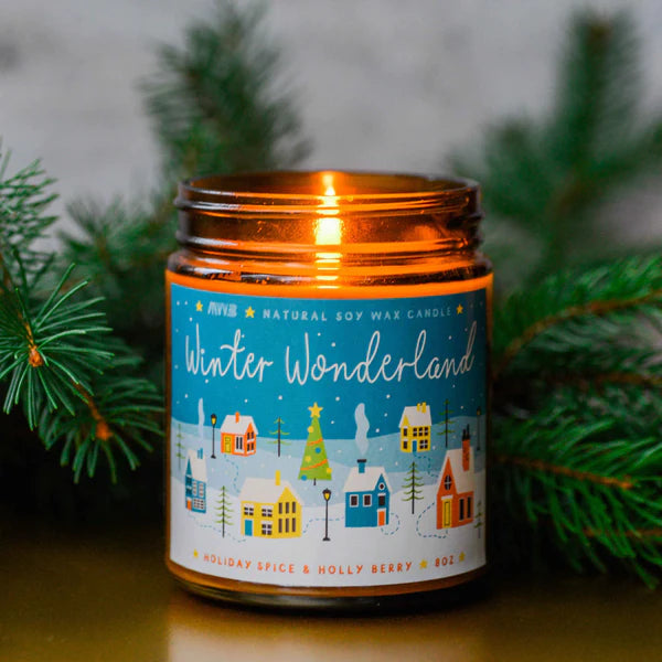 "Winter Wonderland" 8oz Soy Candle (Holiday Spice & Holly Berry)