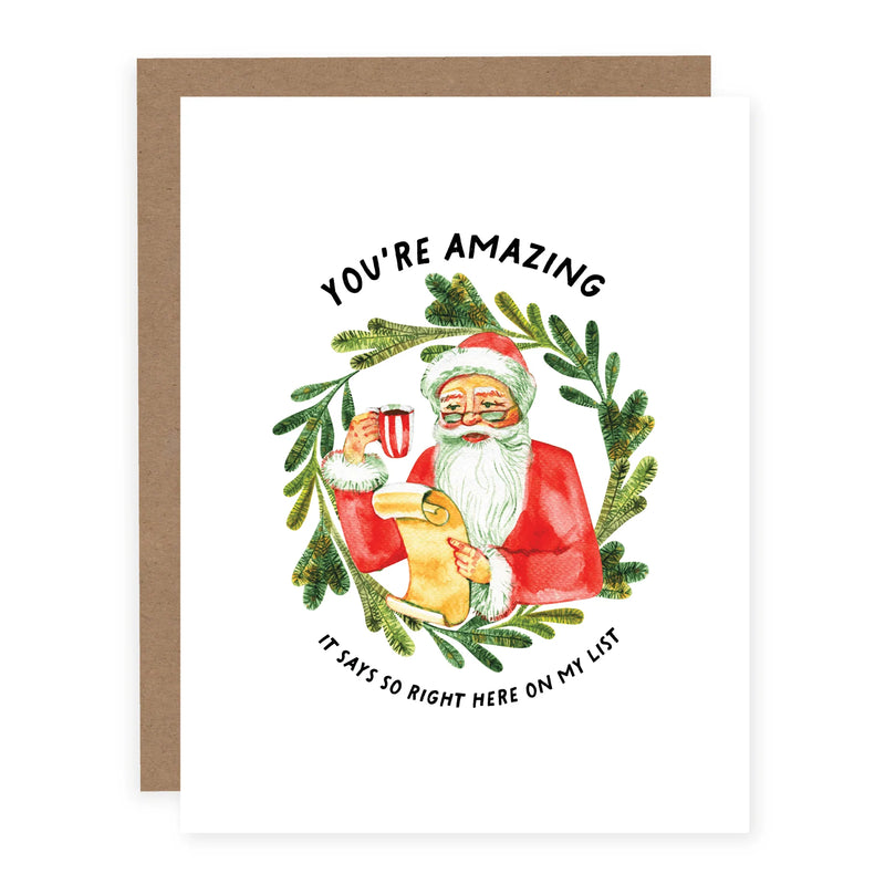 "You're Amazing. It Says So On My List." Holiday Card